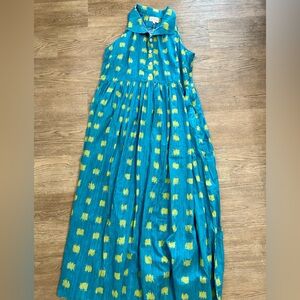 Stylish Sleeveless Blue and green Women's Casual Dress